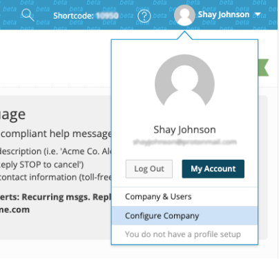 Configure company