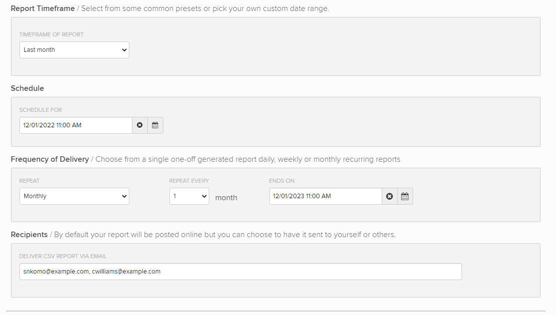 Broadcast Summary timeframe