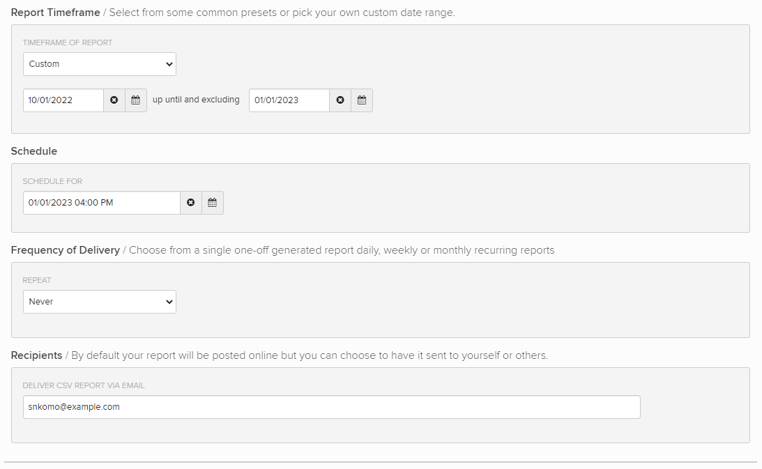 List Details timeframe