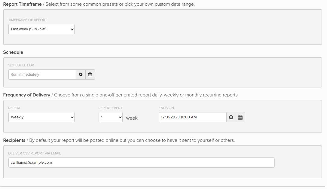 Message Summary timeframe